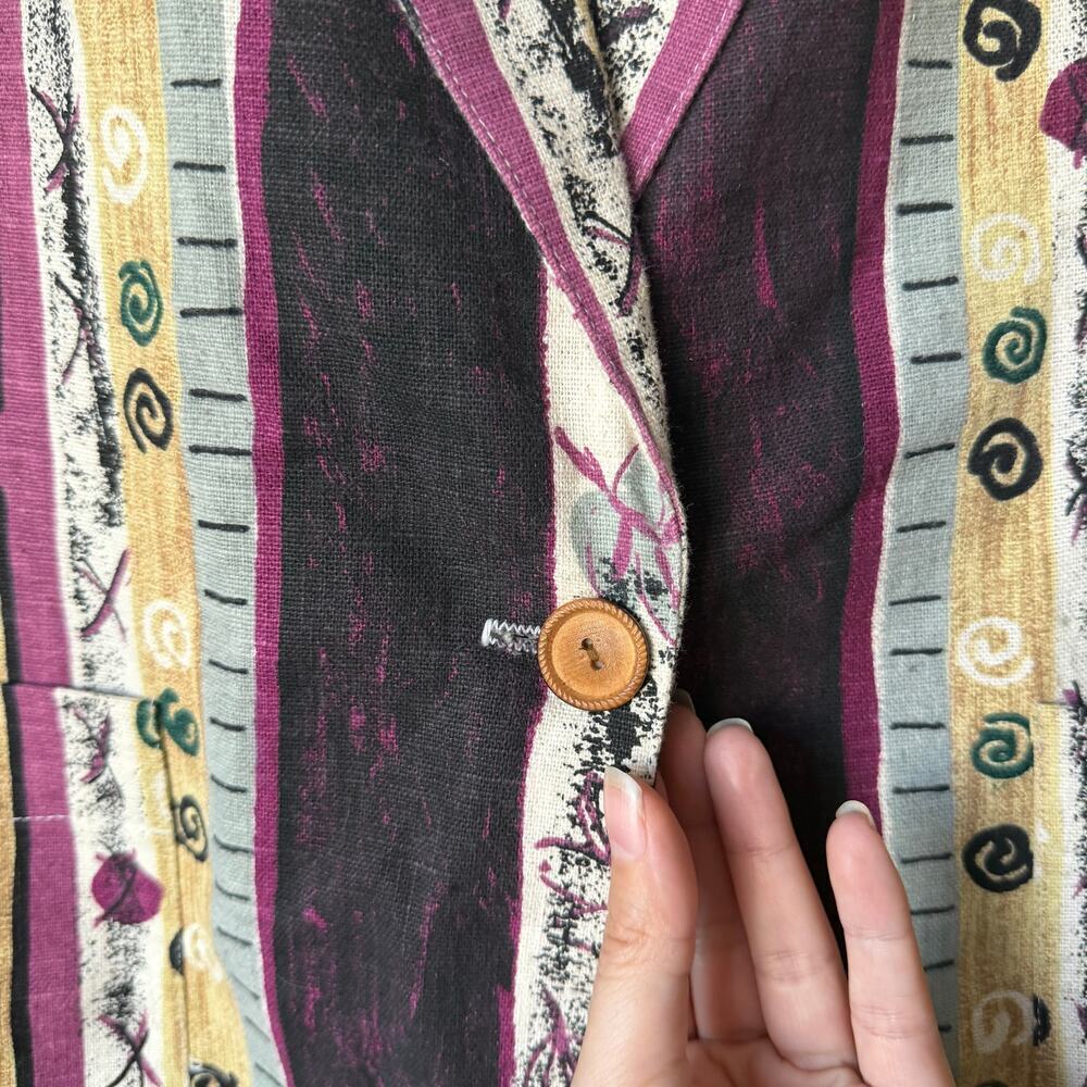 Vintage Danielle B Multicolor Abstract Geometric Blazer Size S - Picture 4 of 7